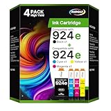 Druckerpatronen 924e 924 Multipack mit Chip Kompatibel für HP 924 Patronen für HP OfficeJet pro 8122e Patronen 8120e 8132e 8130e 8124e 8125e 8134e 8135e (924e Schwarz Cyan Gelb Magenta, 4er-Pack)