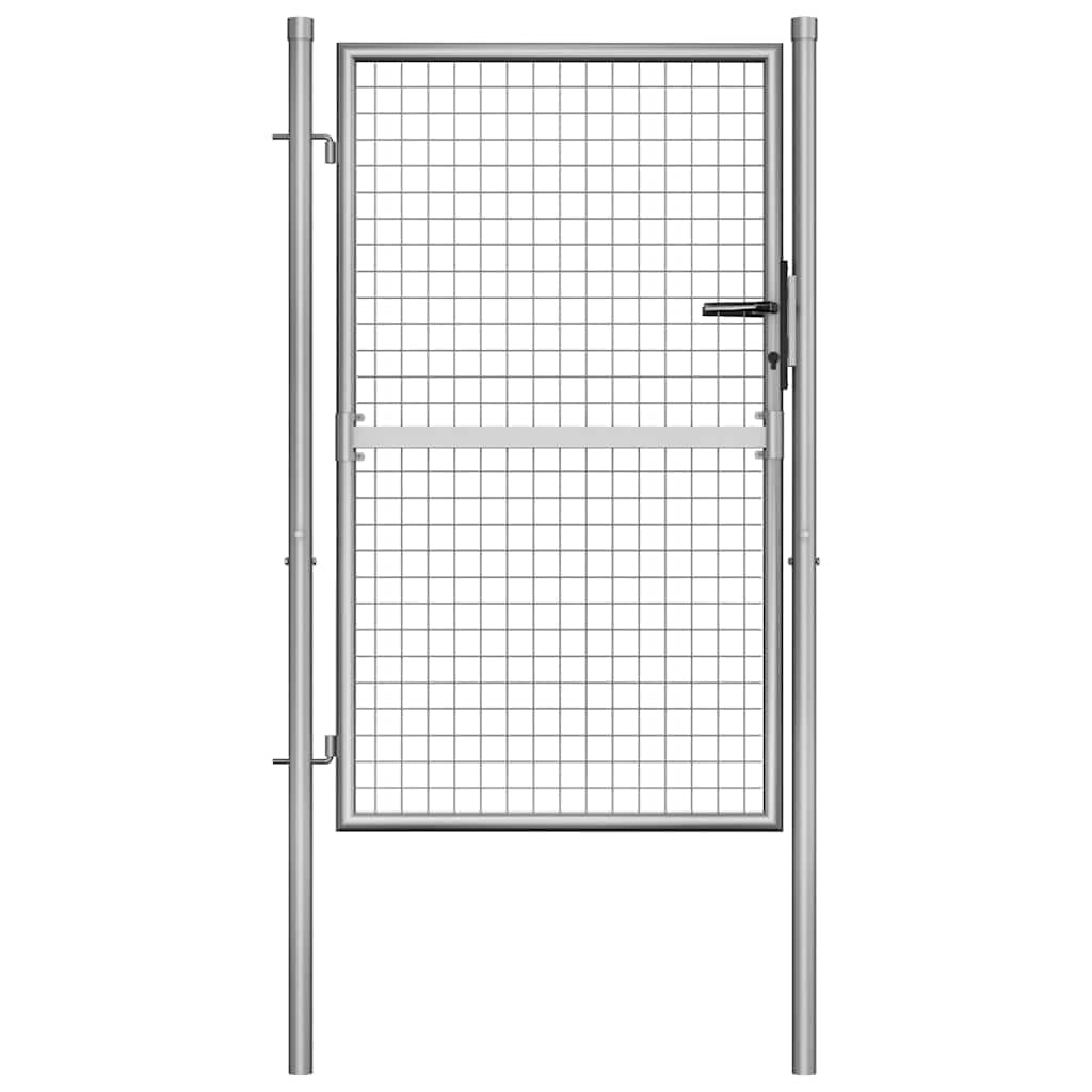 Puerta de jardín de acero galvanizado robusta y elegante valla plateada de 100 x 125 cm