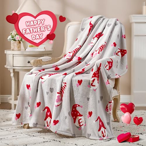 Cozy Bliss Love Heart Blanket Gnome Blanket Gift For All Soft Ultra Soft Throw Blanket Gnome Pattern With Hearts Gift Blanket For Her Gift Best Birthday Gifts Throw Blanket (Gnome Love, 50" X 60") #TOP1