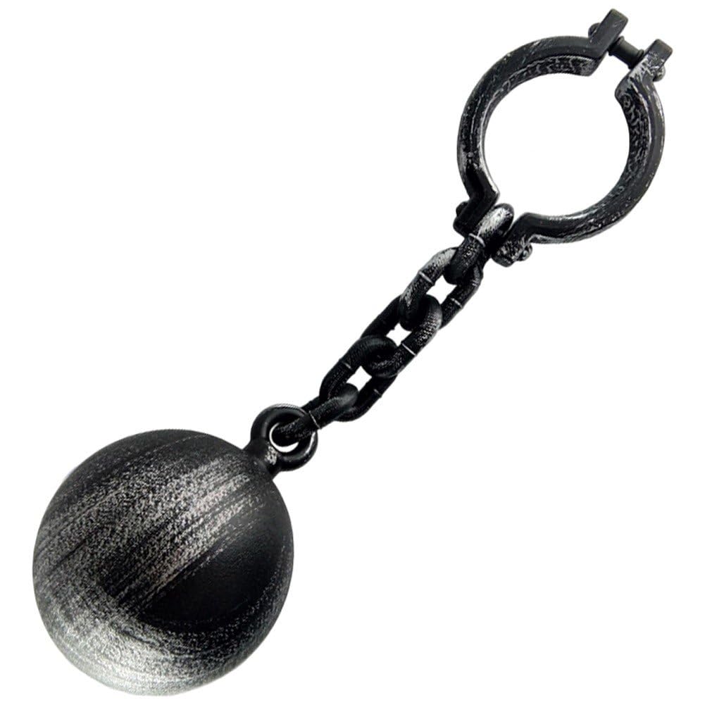 Fituenly Ball & Chain Halloween Fancy Dress Accessory - Spooky Shackle Halloween Prisoner Pirate Convict Costume Fun Party Prop Detailed Prison Jail Decoration