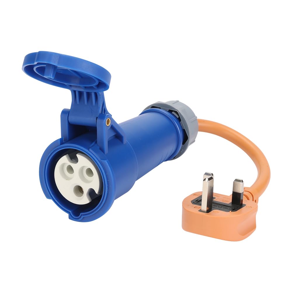 16amp to 13amp 240V 3 Pin UK Plug Adapter Caravan Hook Up Cable Power Supply Orange Plugs Belt Insurance Campervan Accessories