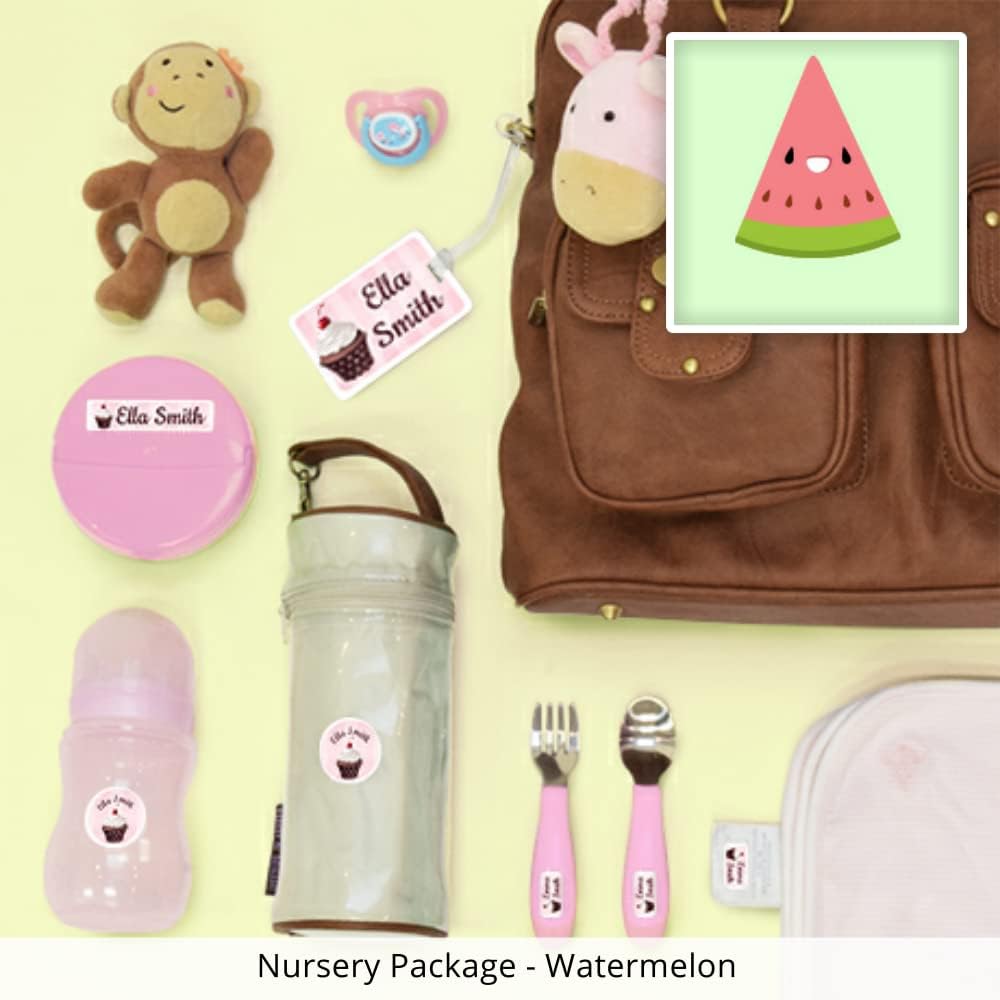Nursery Package, 75 Durable Personalized Name Labels & Tags (Watermelon)