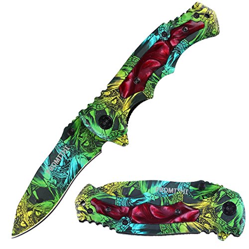 Promithi Camo Pocket Knife Assisted Opening Stainless Steel Blade Hunting Folding Knife Liner