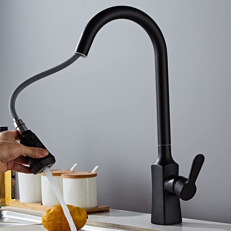 Robinet de cuisine pivotant à 360 degrés blanc et noir avec mitigeur évier