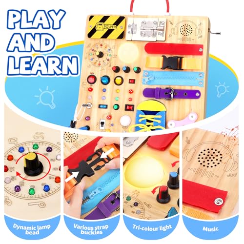 Image of Grarain Busy Board for Toddlers - Montessori Educational Toy for 1-3 Year Old Boys & Girls | Travel-Friendly Sensory Learning Activity | Ideal for Kids with Autism(Busy Board v3)