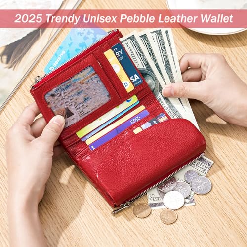 Unisex Pebble Leather Wallet, 2025 Trendy Small Wallets for Women, Women's Genuine Leather Coin Purse (Violet)2