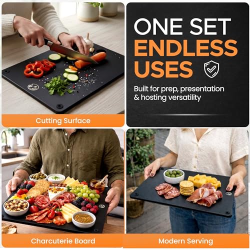 Earth's Dreams Composite Wood Cutting Board Set of 3 – Dishwasher Safe, Non-Toxic Cutting Boards for Kitchen – Extra Large, Large & Small Non-Slip Wood Charcuterie & Chopping Boards (Black) by Earth's Dreams - Used condition - Image 4
