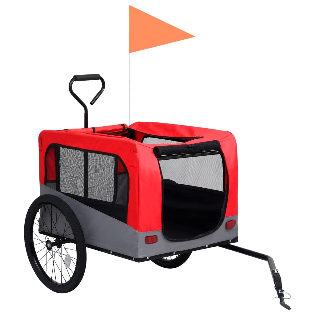 vidaXL 2-in-1 Fahrradanhänger Hunde Buggy Hundefahrradanhänger Hundetransporter