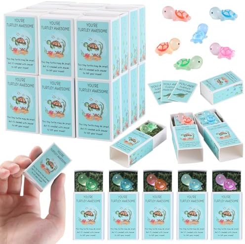 Appreciation Gifts Bulk – 48 Pack Glow in the Dark Mini Turtle Thank You Gifts for CNA Week 2025, Teachers, Coworkers, Employee Graduation Favors