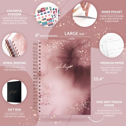 Image of Planberry Large Weekly Planner, Undated Life & Budget, Rose Gold