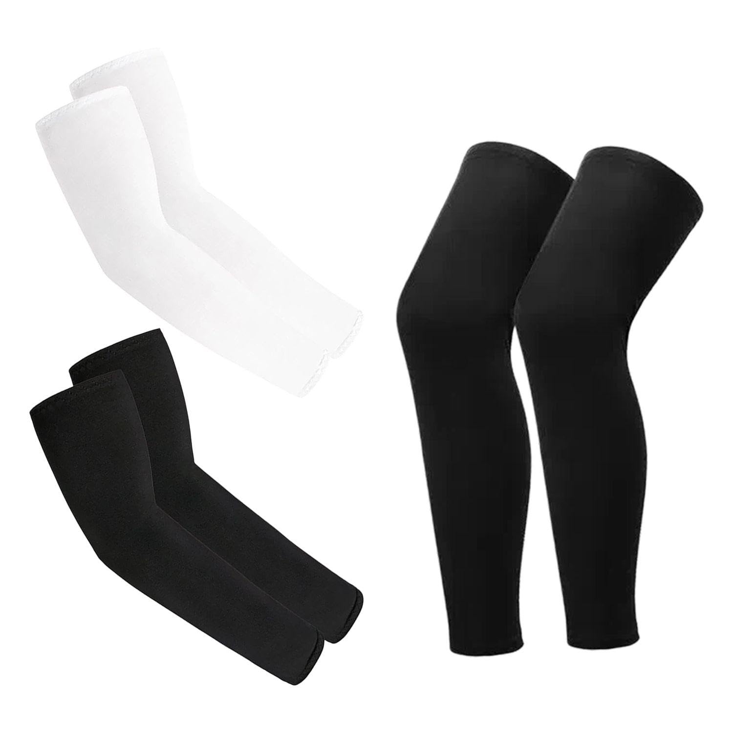 2 Paia di Maniche Protettive per Le Braccia Sportive E 1 Paio di Coprigambe in Seta Ghiacciata, vestibilità Elastica, Traspirante E Confortevole, Protezione Solare, Pallavolo E Altri Sport.