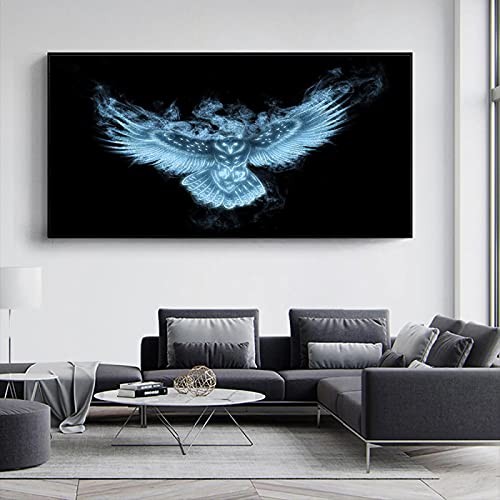 Toile peinture abstraite hibou moderne art mural photos salon 50x100