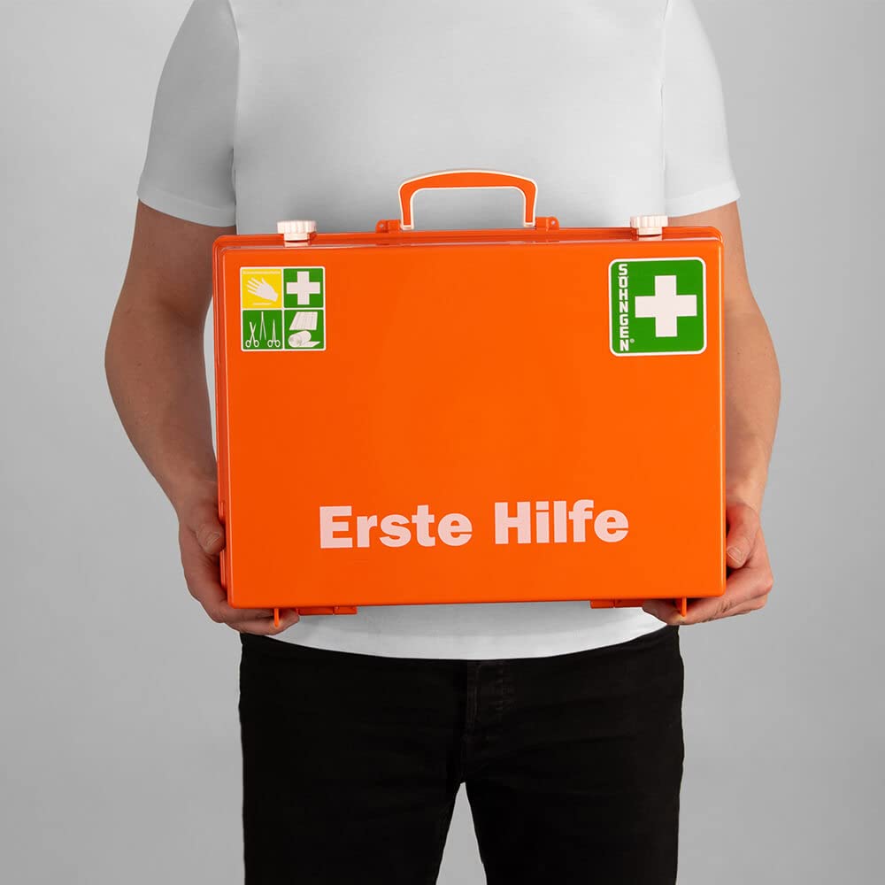 BIGPACK 2 x Söhngen Erste-Hilfe-Koffer MT, mit Wandhalterung, orange, DIN 13169, Art.-Nr. 609633 | Verbandskasten | Notfallkoffer | Erste Hilfe Kasten