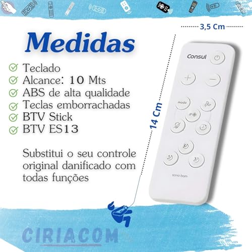 Controle Remoto Ar Condicionado Sono Bom Compatível com Consul Substitui o Original com funções, ser