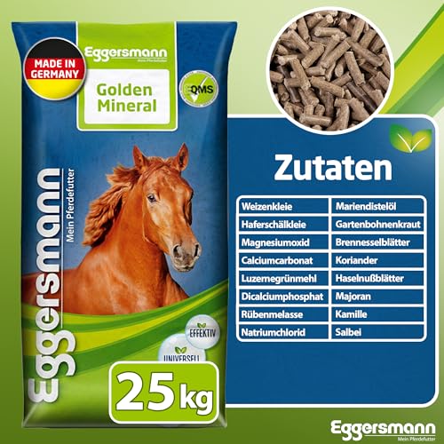 Eggersmann Mein Pferdefutter Golden Mineral 25 kg – Mineralfutter für Pferde & Ponys – Nährstoffreiches Pferdefutter zur optimalen Rundumversorgung – Zur Ergänzung des Grundfutters