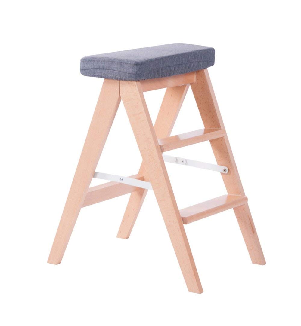 Taburete escalonado de madera maciza y silla plegable de cocina