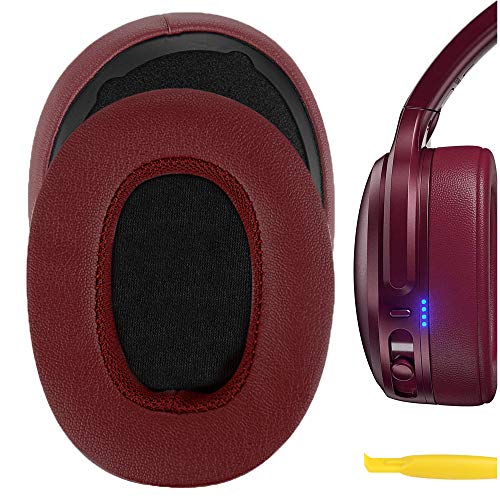 Geekria QuickFit Protein Leather Replacement Ear Pads for Skullcandy Crusher Wireless Crusher Evo Crusher ANC Hesh 3 Headphones Ear Cushions, Headset Earpads, Ear Cups Repair Parts (Deep Red)
