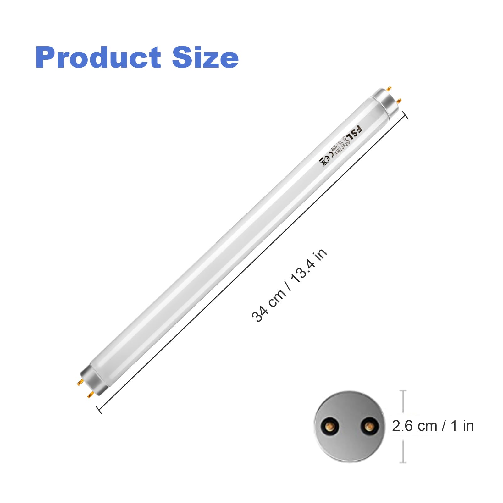 fraxinus FSL BL T8 F10W, 2 x 10W Lampadina UV Tubo, 13 in Ricambio Lampada per Zanzare, Luce Neon per 20W Zanzariera Elettrica/Ammazza Zanzare/Antizanzare/Cattura Insetti/Contro Mosche.