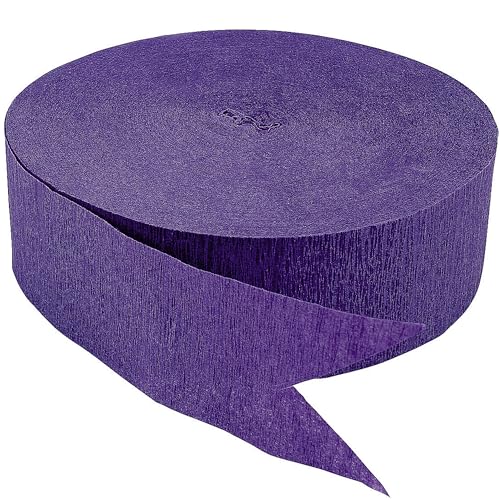 Vibrant Jumbo Purple Crepe Paper Streamer - 1.75 x 500 ft. (1 Pc.) - Premium Quality & Ultra-Durable Material - Perfect for Festive Decorations, DIY Crafts, & Parties