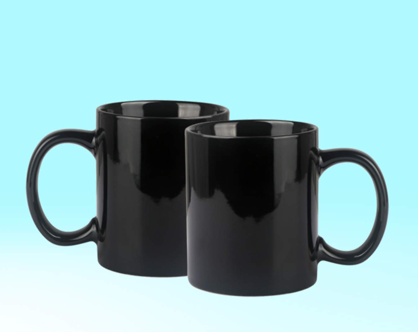 Tee Mafia Ceramic Black Mug | Couple Coffee Mug | Glossy Mug | Plain Ceramic Mug| 330 ml, Microwave & Dishwasher Safe|-Set of 2 1