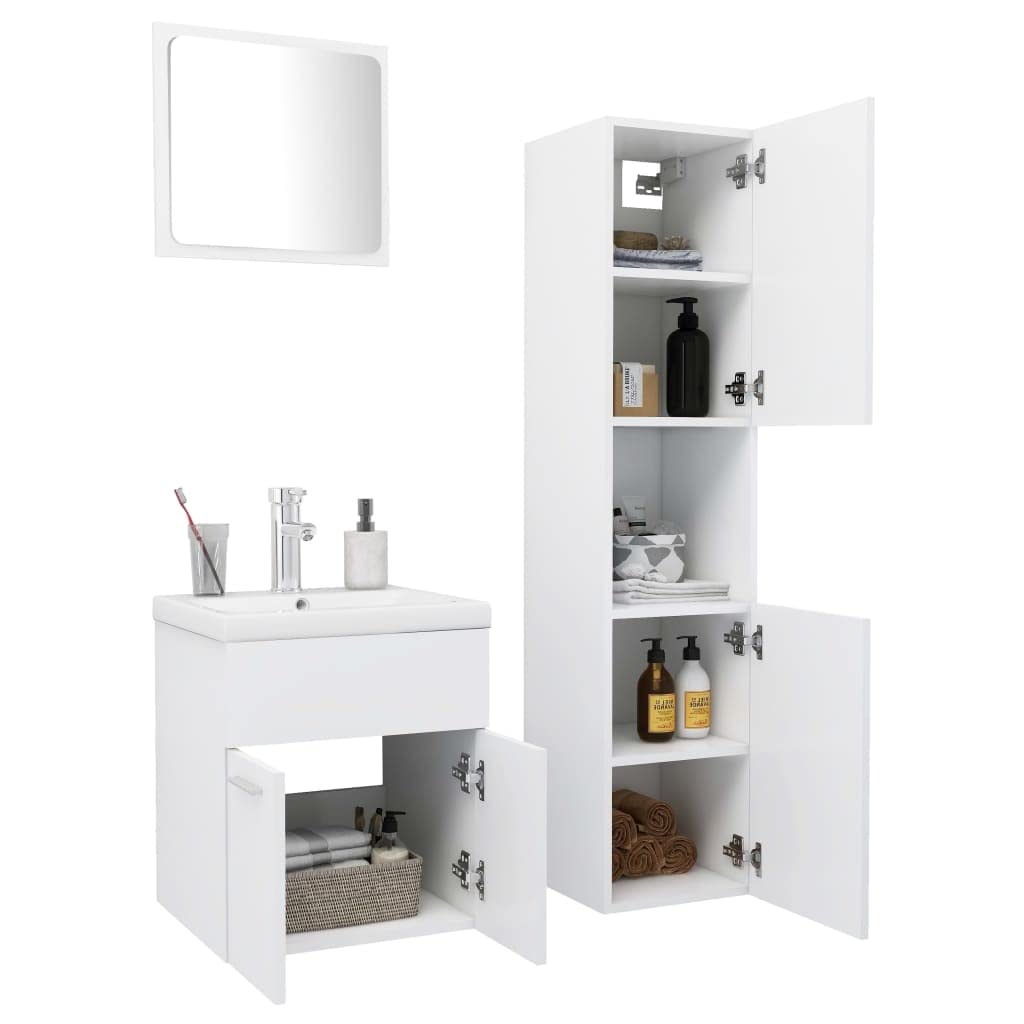 Juego de Muebles de baño Madera de ingeniería Blanco, Mobiliario Conjuntos de Muebles Muebles de baño, Blanco, 30.41kg