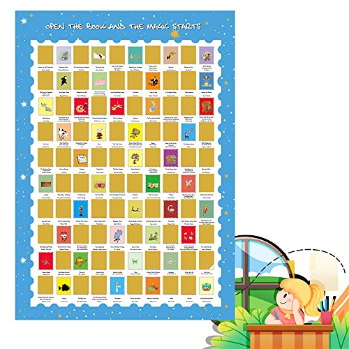 Image of NTZS Top 100 Kids Books Scratch Off Poster-Books Bucket List and Uncommon Goods Gifts (16.5 inch x 23.4 inch) Christmas Festival Gift
