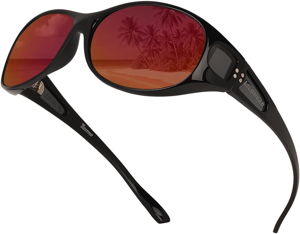 Women Fit Over Polarized Sunglasses –Wear Over Glasses UV400 Protection, Wrap Around sunglasses for Driving&Outdoors