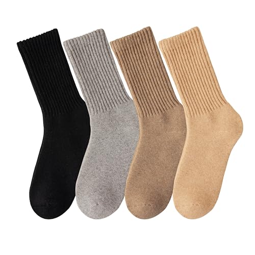 Image of MAGIARTE Womens Boot Wool Socks Christmas Gift Pack Winter Thick Warm Vintage Cozy Crew Socks for Women 3 /4 /5- Pack
