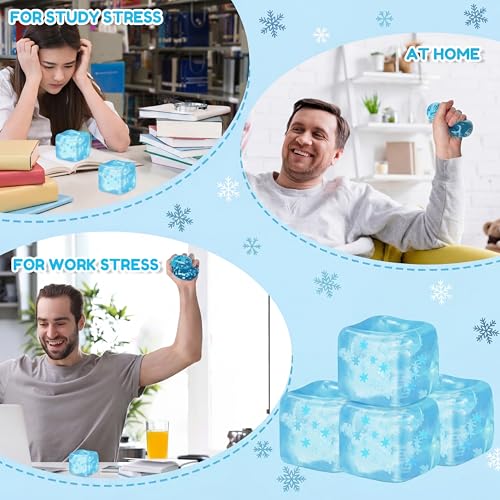 Image of Gemscream Stress Cube Bulk Slow Rising Ice Cube Stress Ball Sensory Squeeze Cubes Halloween Goodie Bag Stuffing for Adult Birthday Gift Anxiety Relief Party Favors(6 Pcs,Blue)