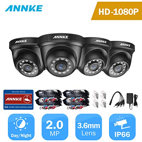 Annke 4-Packed Hd-Tvi 1080P Home Security Surveillance Cameras, 1080P Day Night Vision, Ip66 Weatherproof Housing #TOP1