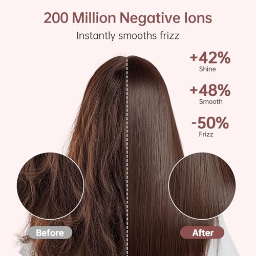 Image of Hair Dryer, BOWEI 110000 RPM High-Speed Professional Blow Dryer for Fast Drying, 200M Negative Ions Anti-Frizz, Smart Thermo-Control, 0.83 lb Lightweight Quiet Compact Hairdryer, All Hair Types, Pink