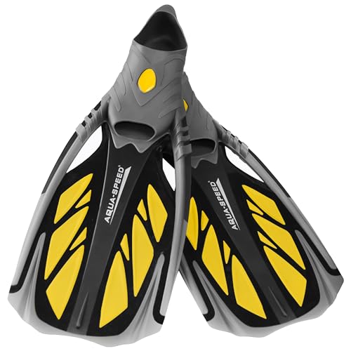 Aqua Speed INOX Aletas de Buceo | Aletas de natación | Aletas de esnórquel | Buceo de natación | cómodos | Gris/Amarillo | Tamaño: 44/45
