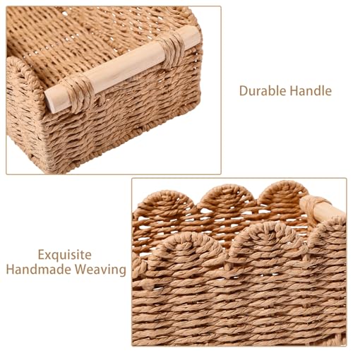 Cesta ondulada de mimbre rectangular: organizador de algas marinas para estanterías de hogar 5