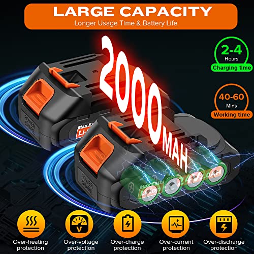 Mini Chainsaw Cordless 6 Inch/8 Inch Handheld Chainsaw- 24V Hand Saw Battery Powered, Pruning Saw For Tree Branches, Courtyard, Household, Garden, Wood Cutting Tree Trimming（2 Batteries+ 4 Chains） #TOP2