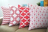 Howarmer 18x18-Inch Geometric Pattern Canvas Cotton Decorative Throw Pillow Cover (Set of 4)