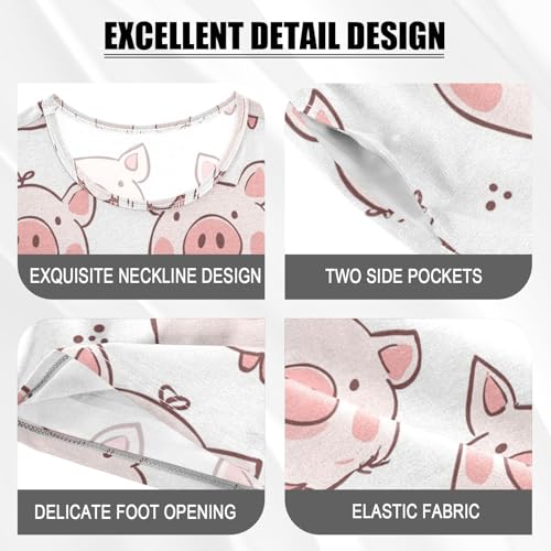 Pajama Short Sets Cute Pink Pig Pattern Soft Cotton Summer Sleepwear 2 Piece PJS Size 5-14T3