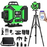 Kreuzlinienlaser mit Stativ, 4 x360° Rotationslaser selbstnivellierend, Laser Wasserwaage mit 2 x 3600mAh Akku & LED-Anzeige, 4D 16 Linienlaser mit 3 Kontrollmethoden für Baustellen Inneneinrichtung