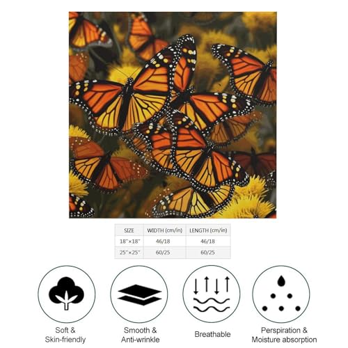 Head Scarf for Women Satin Silk Feeling Bandana Monarch Butterflies Neck Scarf Fashion Accessories2