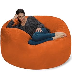 Chill Sack Bean Bag Chair – 5′ Giant Memory Foam Lounge Chair with Soft Microfiber Cover – Cozy Furniture for Living Room, Dorm, & Kids’ Rooms – Comfortable 5 Ft, Microsuede Lounge Sofa, Orange