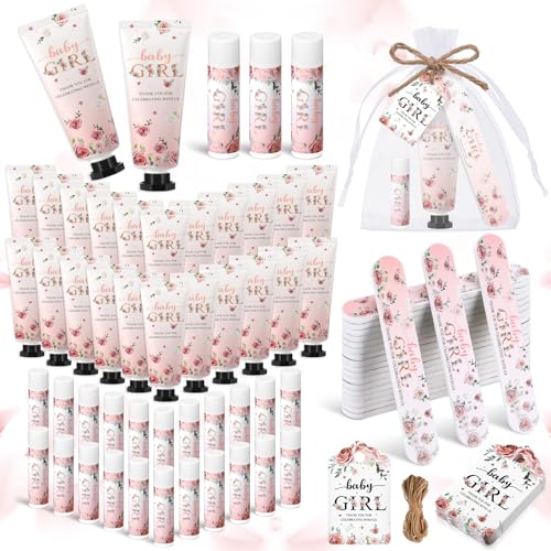 Leelosp 50 Sets Baby Shower Hand Cream Party Favors Pink Flower Gift