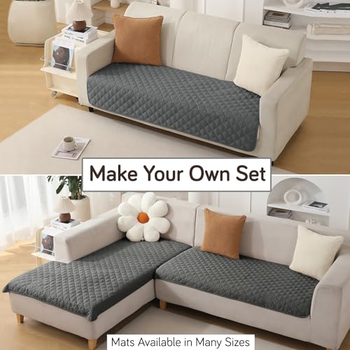 Image of HOKIPO Polyester Quilted Waterproof Sofa Cover Mats For 1 /2 /3 Seater Sofa And L Shape. Make Your Own Sofa Cover Set, Mat Length 81(D) X 60(L) Cm, Anchor Grey (Ar-4963-W5)