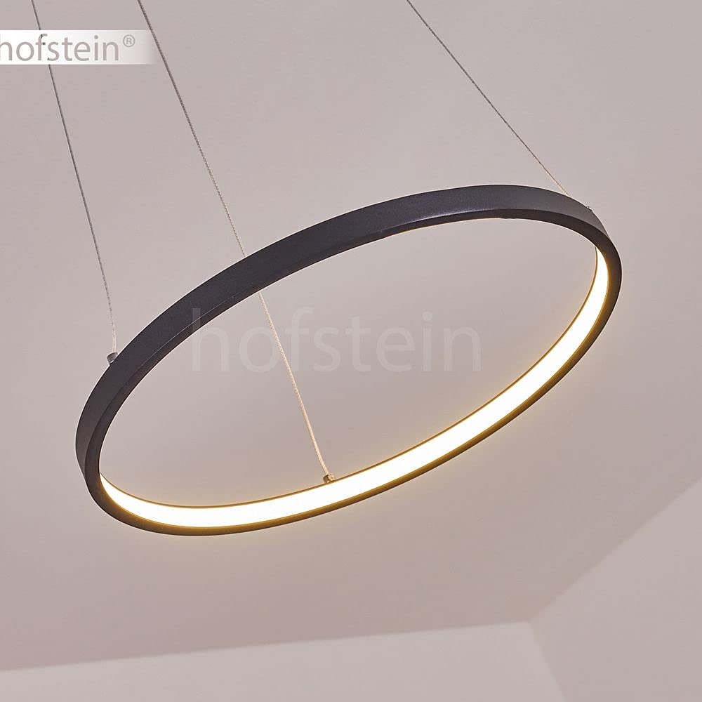 LED Hängeleuchte Calcium, moderne Deckenlampe aus Metall in schwarz und weißem Kunststoff, runde Deckenleuchte, 1 x LED 19 Watt, 800 Lumen, 3000 Kelvin