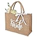 MJFENDAI Bride Jute Tragetasche, Frauen Jute Tote Bag mit Schriftzug Bride und Weiß Schleifenband, Jutebeutel Bedruckt für Hochzeiten, Partys, Jga Hochzeit Brautparty Verlobung Flitterwochen