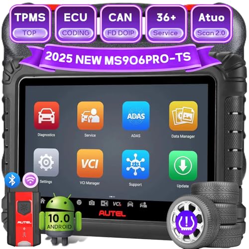 Autel MS906pro-TS, Autel OBD2 Scanner, Upgrade of MS906 Pro/ MS906TS/ MK908, Top TPMS Programming Tool, CAN FD/Do IP, 36+ Services, All System Diagnostic, ECU Coding, 10000+ Vehicles