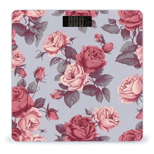 Báscula digital de baño floral Red Roses con pantalla grande miniatura 1