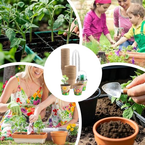 Macetas de papel biodegradables tiestos de jardín con cúpulas y pegatinas infantiles 5