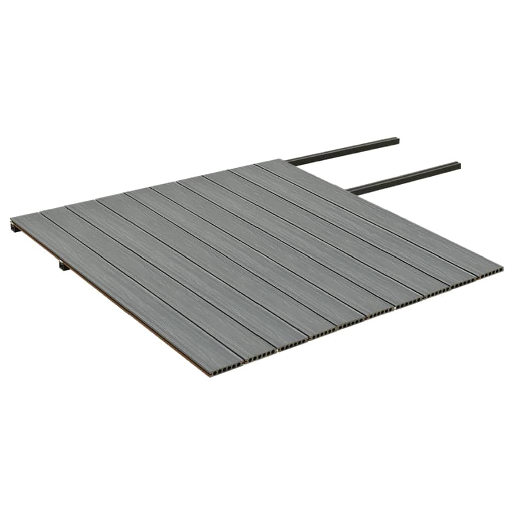 Lot de lames de terrasse WPC marron et gris avec accessoires 25 m² 4 m - Composite de bois et plastique double face hydrofuge pour terrasse, balcon, piscine