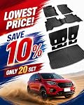 Tapis de sol à ajustement personnalisé & Cargo Liner & Protection arrière du dossier pour Ford Escape 2013-2019: Tapis en caoutchouc tout-temps, protection intérieure complète pour SUV, Durable & Facile à nettoyer