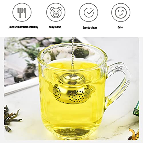 Infusor de chá de bule de chá, filtro de folhas soltas de aço inoxidável com correntes e bandejas de