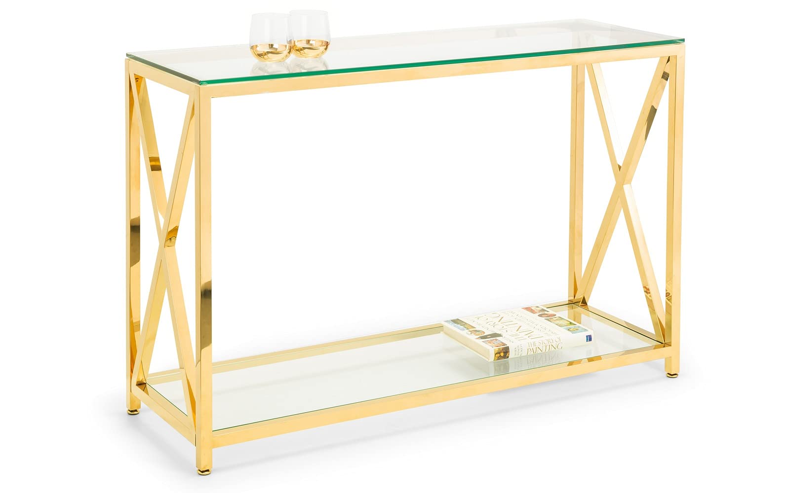 Julian Bowen Miami Lamp Table - Gold - Stainless Steel - Tempered Glass
